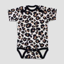 Baby One-Piece Bodysuit Short Sleeve – 100% Cotton Tan Leopard - LG2200TL - The Laughing Giraffe®