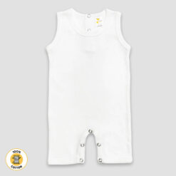 Baby Sleeveless Romper – White – 100% Cotton - LG2926W - The Laughing Giraffe®