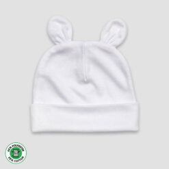 Baby Bear Ears Beanie Hat – Polyester Cotton Blend White - LG3033W - The Laughing Giraffe®
