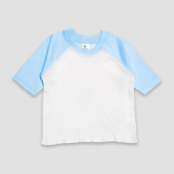 Baby Raglan T-Shirt White/Blue - Polyester Cotton - LG3445WPB - The Laughing Giraffe®