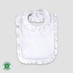 Baby Ruffle Bibs – 2 Ply – Polyester Cotton Blend White - LG3467W - The Laughing Giraffe®