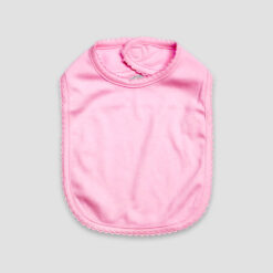 Baby Bibs With Scallop Trim – 2 Ply – Polyester Cotton Blend Pink - LG3469P - The Laughing Giraffe®
