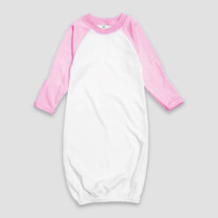 Baby Raglan Sleep Gowns with Mittens – Polyester Cotton Blend White/Pink - LG3844WPK - The Laughing Giraffe®