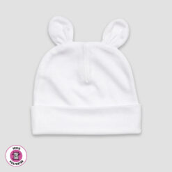 Baby Bear Ears Beanie Polyester Hat – White – 100% Polyester - LG4033W - The Laughing Giraffe®