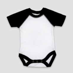 Baby One-Piece Bodysuits Short Sleeve Raglan – 100% Polyester – White/Black - LG4244WD - The Laughing Giraffe®