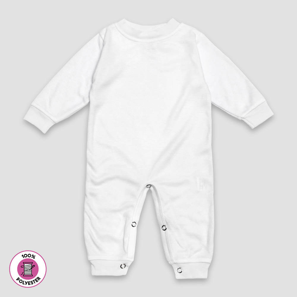 Baby Snap Button Coverall Pajamas White 65% Polyester 35% Cotton- Laughing  Giraffe® - LG3405W - IdeaStage Promotional Products
