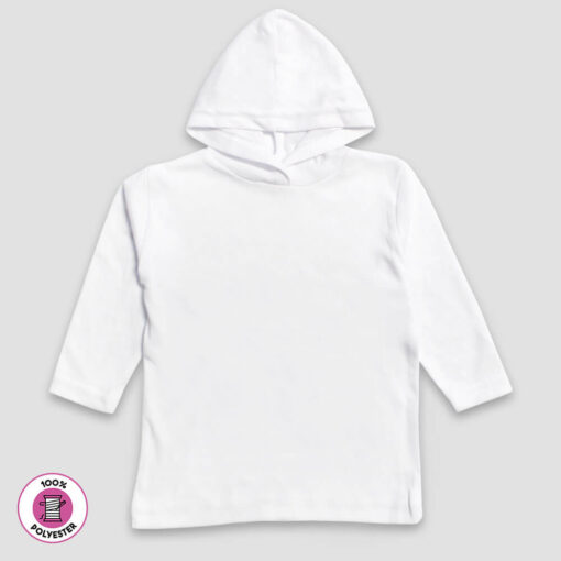Toddler & Kids Hoodie Long Sleeve T-Shirt – White – 100% Polyester - LG4583W - The Laughing Giraffe®