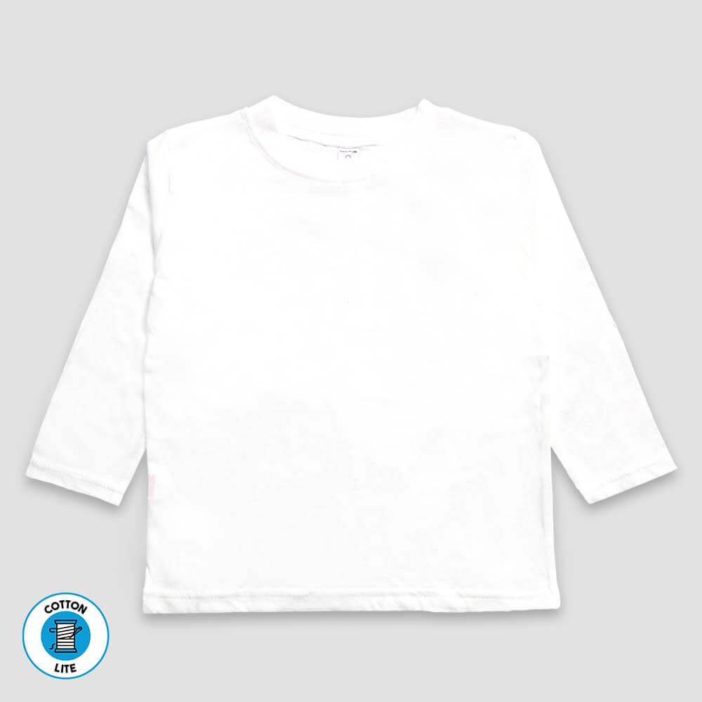 Toddler & Kids White Long Sleeve T-Shirt - White 100% CottonLite