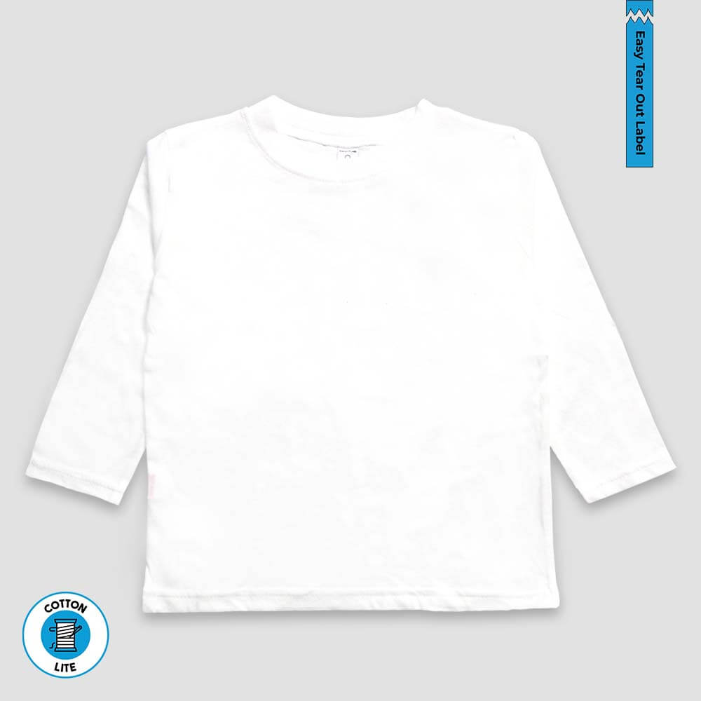 Toddler & Kids White Long Sleeve T-Shirt - White 100% CottonLite