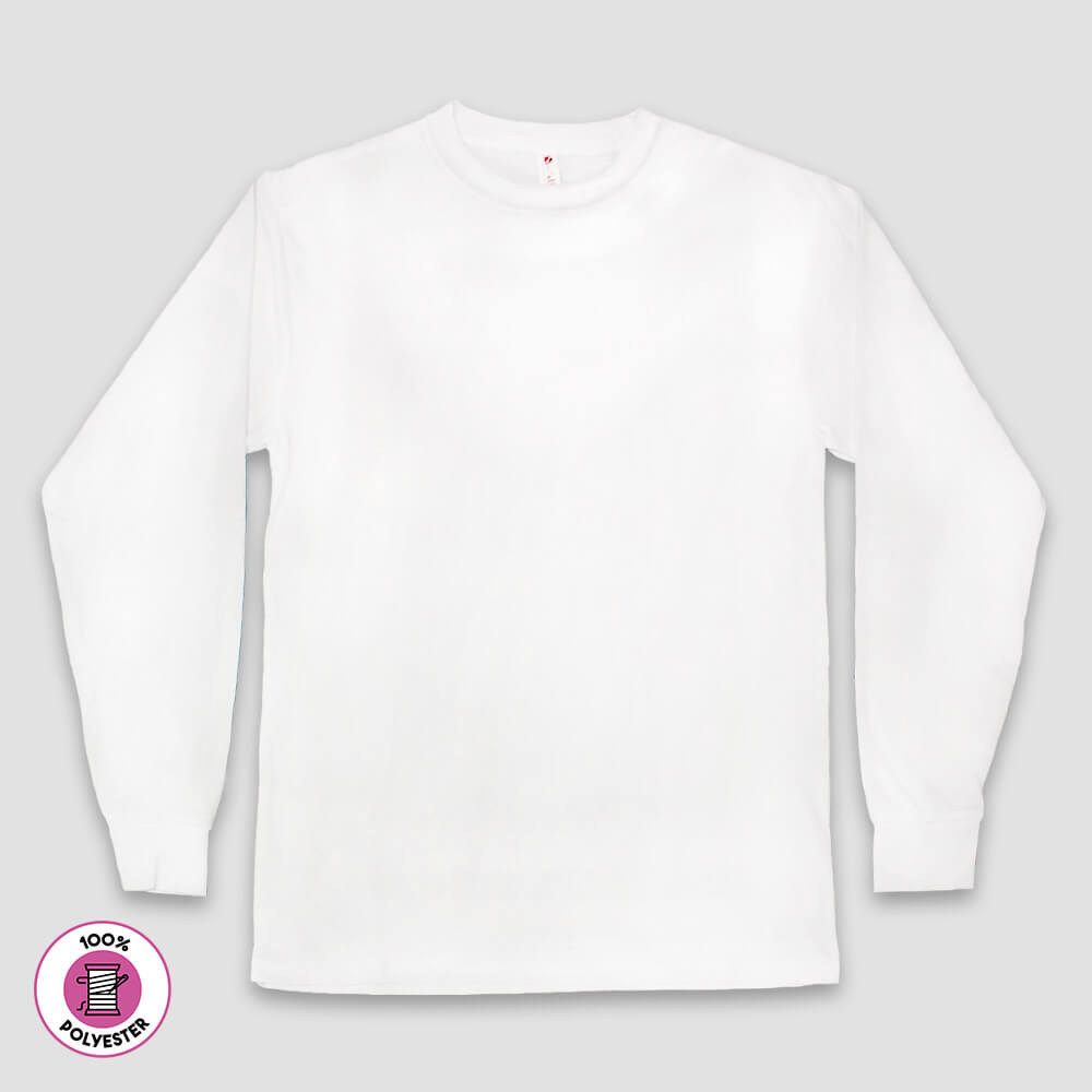 Men's White Long Sleeve Blank T-Shirts - 100% Polyester