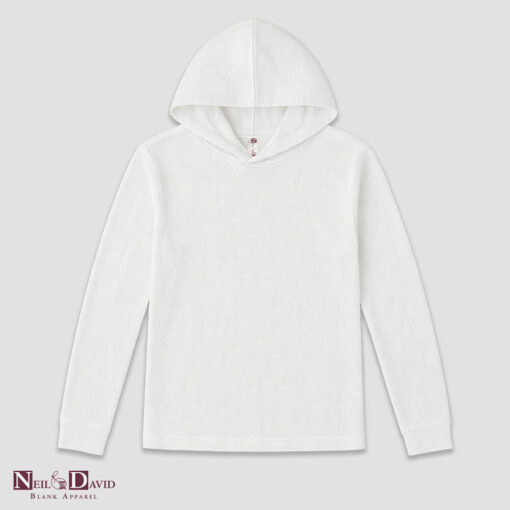 Men’s Long Sleeve Hooded T-Shirts – White – 100% Polyester - ND4589WI - Neil & David ®