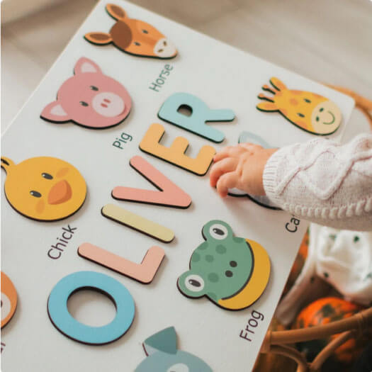 Personalized Name Puzzle with Animals Baby Toddler Kids