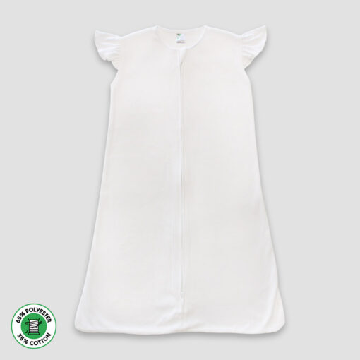 Baby Flutter Sleep Sacks – White – Polyester Cotton Blend | The Laughing Giraffe®