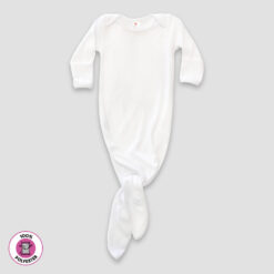 Baby Knotted Sleep Gowns With Mittens – 100% Polyester - White - LG4802W - The Laughing Giraffe®