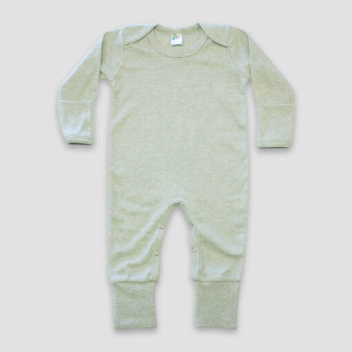 Baby Pajamas With Fold Over Mittens & Footies Sage Heather - LG3403SG - The Laughing Giraffe®
