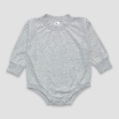 Long Sleeve Bubble Romper — Heather Gray — Polyester Cotton Blend LG3300H - The Laughing Giraffe®