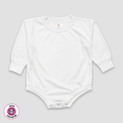 Long Sleeve Bubble Romper — White — 100% Polyester LG4300W - The Laughing Giraffe®