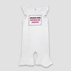 Wholesale Custom Baby Girls Flutter Sleeve Rompers With Ruffles - Custom Printed Baby Sleep Wear