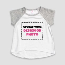 Custom Kids T-Shirt Printing - Girls Raglan High-Low Tee