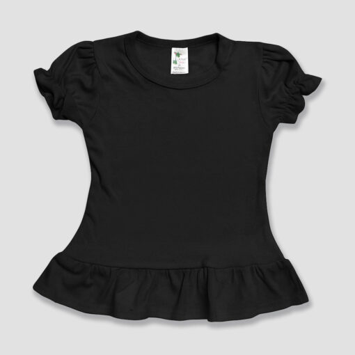 Wholesale Blank Toddler Girls Shirts - Ruffle Short Sleeve Top - LG3577