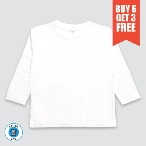 Toddler & Kids White Long Sleeve T-Shirt – White – 100% Cotton