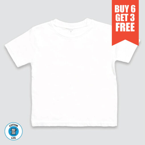 Toddler & Kids Short Sleeve T-Shirts – White – 100% Cotton