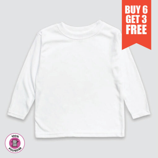 Toddler Long Sleeve T-shirt - Crew Neck - 100% Polyester